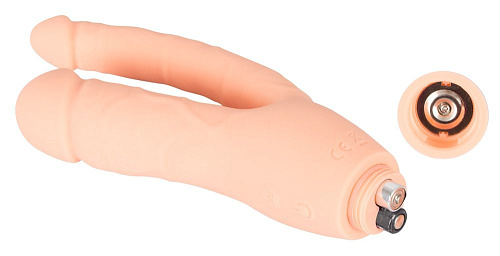 Анально-вагинальный вибромассажёр телеснего цвета Orion Double Pleasure Vibe 0592986 (21 см)