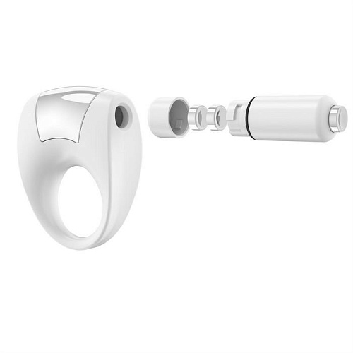 Белое эрекционное кольцо с вибрацией OVO B8 WHITE