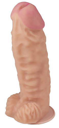 Телесный фаллоимитатор-супергигант с мошонкой на присоске LOVETOY (А-Полимер) 958203