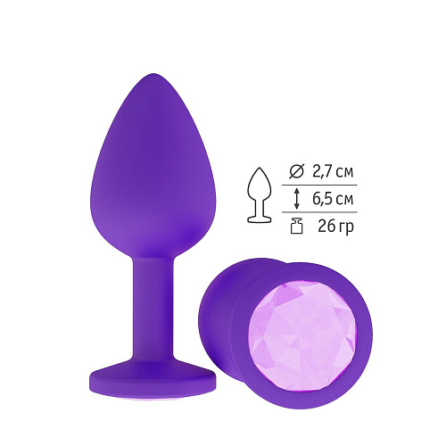 Фиолетовая силиконовая пробка с сиреневым кристаллом Сумерки богов 519-13 lilac-DD (7,3 см)