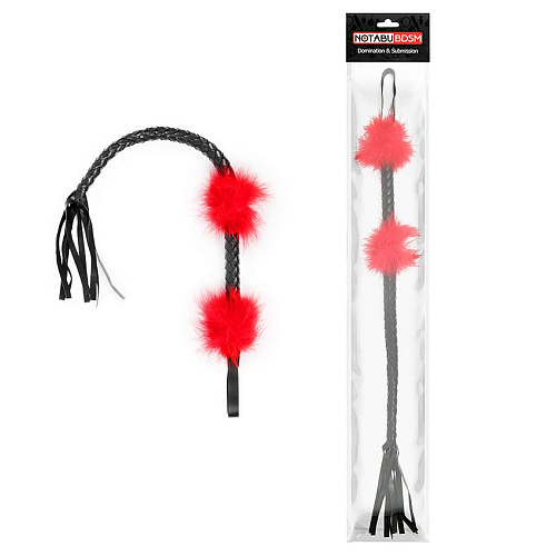 Чёрный кнут с красными вставками-перьями Bior toys NTB-80529 (66 см)