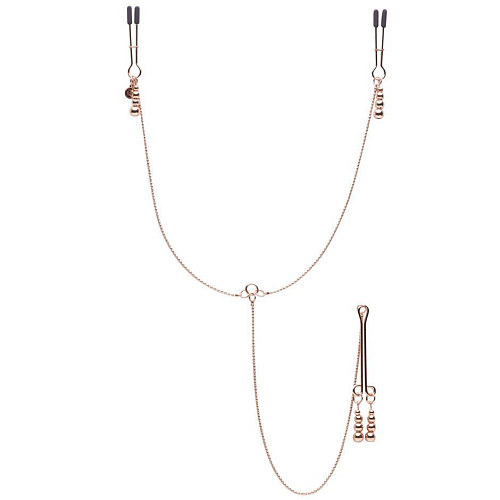 Золотистые зажимы для сосков и клитора Fifty Shades of Grey FS-69154