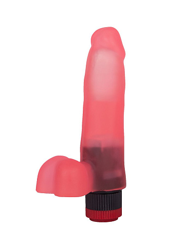 Гелевый вибратор в виде розового фаллоса с мошонкой LOVETOY (А-Полимер) 222000 (16 см)