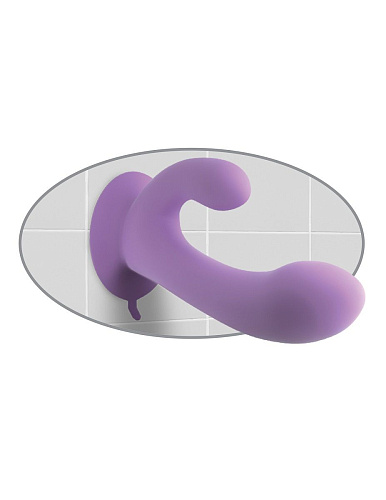 Сиреневый перезаряжаемый вибратор с клиторальным отростком Pipedream Duo Pleasure Wallbang-Her PD4938-12 (17,5 см)