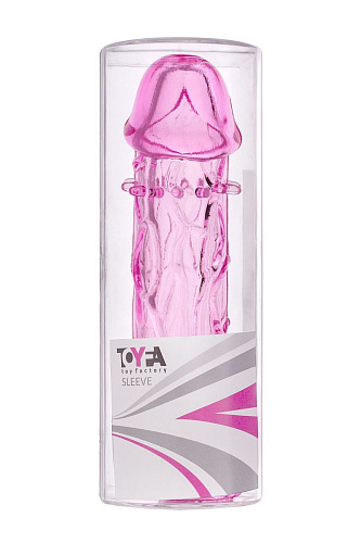 Гладкая розовая насадка с усиками под головкой ToyFa 818032-3