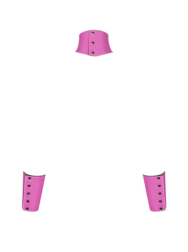 Розовый чокер в комплекте с наручами Obsessive Lollypopy cuffs