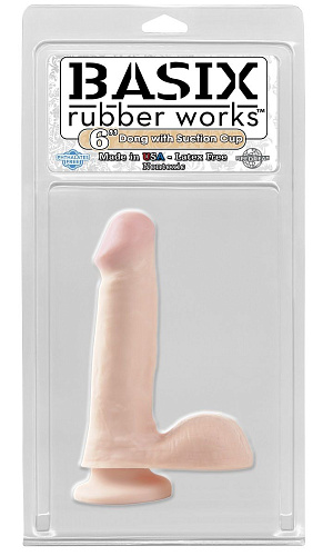 Телесный фаллоимитатор на присоске Pipedream Basix Rubber Works 6 Dong with Suction Cup PD4227-21 (17,1 см)