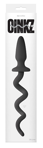 Чёрная анальная пробка с хвостом-спиралью NS Novelties Oinkz NSN-0511-43