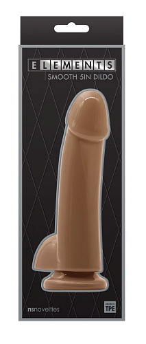 Кофейный гладкий фаллоимитатор на присоске с мошонкой NS Novelties Smooth 5 Inch Dildo NSN-0929-02 (17 см)
