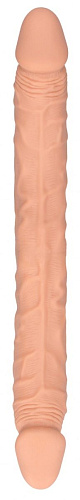 Телесный двусторонний фаллоимитатор Shots Media BV Double Dong REA069FLE (36 см)