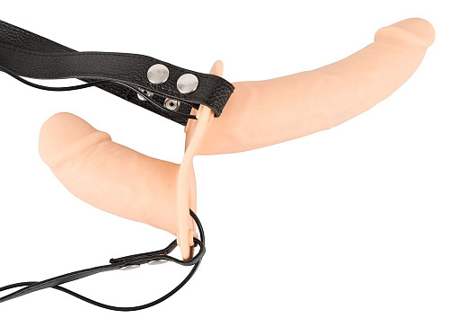 Чёрно-телесный вибрострапон с вагинальной пробкой Orion You2Toys Vibration Strap-On Duo 0590835 (14,5 см)