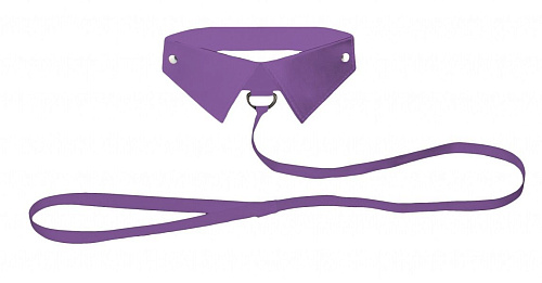 Фиолетовый кожаный воротник с поводком Shots Media BV Purple OUCH! OU144PUR
