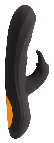 Интерактивный чёрно-жёлтый вибратор с клиторальным отростком Pornhub Virtual Rabbit 94849 (20 см)