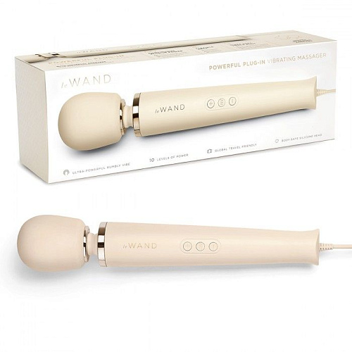 Кремовый проводной вибромассажёр с 10 скоростями Le Wand Cream LW-020-CRM