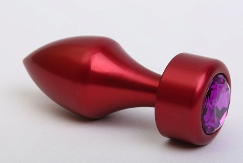 Красная анальная пробка с фиолетовым кристаллом 4sexdreaM 47441-5 (7,8 см)