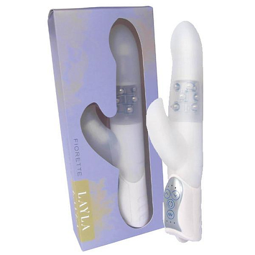 Белый вибратор с клиторальным отростком Seven Creations LAYLA FLORETTE 50806 (25 см)