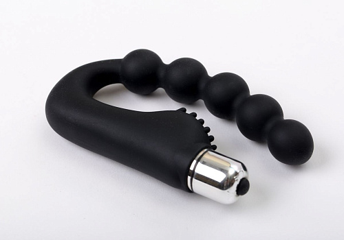 Чёрный силиконовый вибромассажер в форме подковы 4sexdreaM 47454