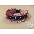 Чёрный ошейник с цикламеновым кружевом и шипами Подиум Р2024