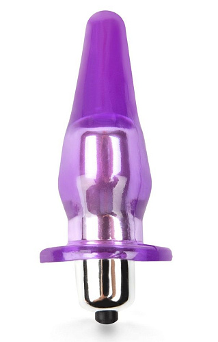 Фиолетовая анальная пробка с вибрацией Brazzers BRQ030 (8,5 см)
