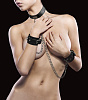 Чёрный комплект для бондажа Shots Media BV Leather Collar and Handcuffs OU100BLK