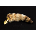 Маленькая золотистая анальная пробка с пушистым бежевым хвостом Пикантные штучки DPR010SG