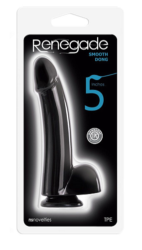 Чёрный гладкий фаллоимитатор на присоске NS Novelties 5 Smooth Dong NSN-1155-13 (14 см)
