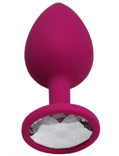 Малиновая анальная пробка с прозрачным кристаллом Eroticon P3411-06 (8,4 см)