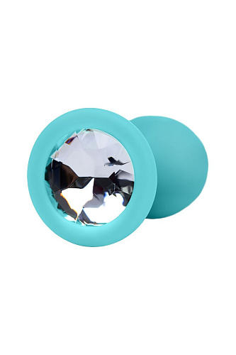 Мятная анальная пробка с прозрачным кристаллом Штучки-дрючки 690111 (7,3 см)