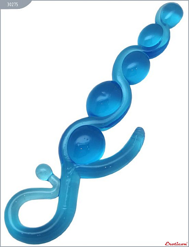 Голубая анальная цепочка из геля Eroticon 30275 (22 см)