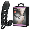 Чёрная насадка на пенис с вибропулей Baile Penis Sleeve II BI-026237 (18,8 см)