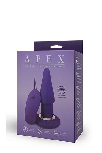 Фиолетовая анальная вибропробка Seven Creations APEX BUTT PLUG LARGE PURPLE 2415-04PU/APU BX (15 см)