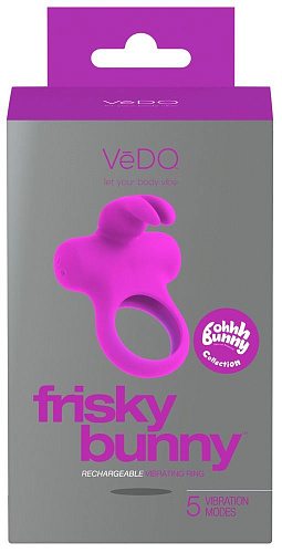 Лиловое эрекционное перезаряжаемое виброкольцо VeDO Frisky Bunny 05961400000