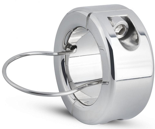 Серебристый утяжелитель для мошонки и пениса EDC Wholesale Sinner Metal Cock And Ball Lock Medium SIN145