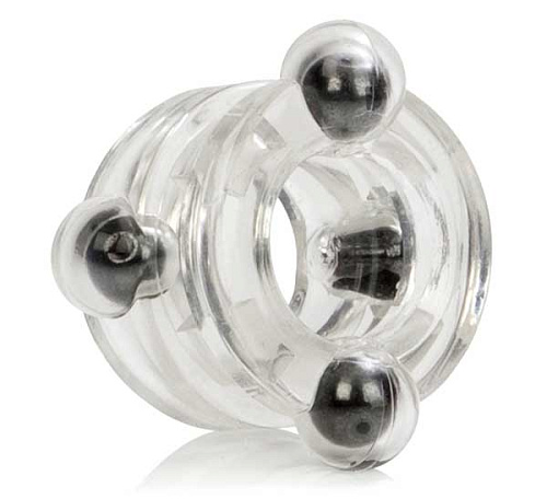 Двойное, позрачное  эрекционное кольцо с магнитами California Exotic Novelties Magnetic Power Ring SE-1481-00-2