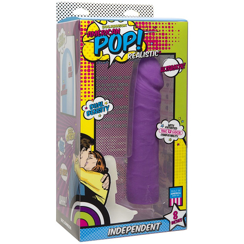 Фиолетовый фаллоимитатор со съёмной присоской Doc Johnson Independent 8 Realistic 0502-08-BX (20,32 см)