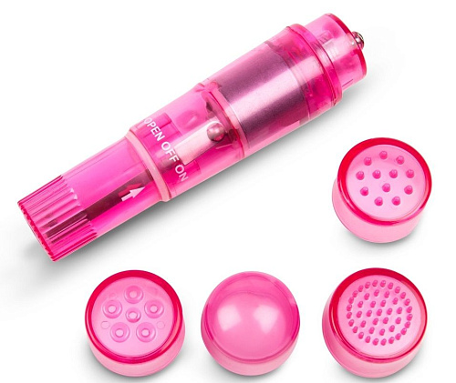 Розовая виброракета с 4 сменными колпачками Brazzers BRV020