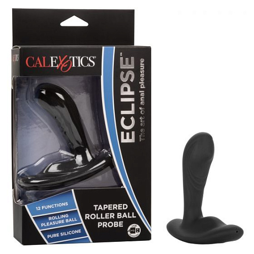 Чёрный вибромассажёр простаты California Exotic Novelties Eclipse Tapered Roller Ball Probe SE-0383-50-3