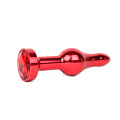 Удлиненная шарикообразная красная анальная втулка с красным кристаллом Anal Jewelry Plug ZRED-16 (10,3 см)