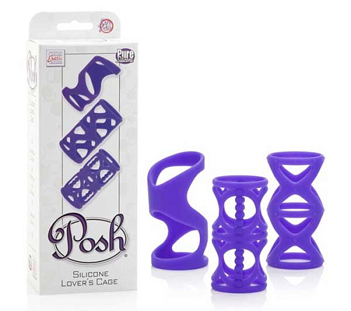 Набор фиолетовых насадок California Exotic Novelties Posh Silicone Lover’s Cages SE-1369-45-3