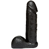 Чёрная насадка фаллоимитатор с ярко выраженной головкой и мошонкой Doc Johnson 1016-06-BX (17,5 см)