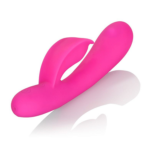 Розовый перезаряжаемый вибромассажёр с движущимся шариком California Exotic Novelties Embrace Massaging Tickle SE-4609-10-3