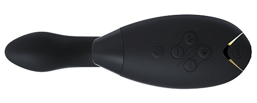 Чёрный стимулятор с вагинальным отростком Womanizer DUO 0594946