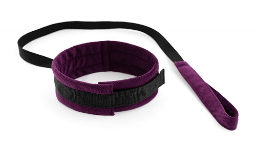 Фиолетово-чёрный ошейник с поводком БДСМ арсенал My Rules 6903-3ars