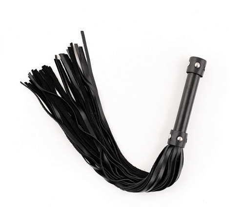 Чёрная кожаная плеть с ручкой БДСМ арсенал Ladys Arsenal 68006ars