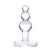 Прозрачная анальная пробка-ёлочка с 3 шариками Glas Butt Plug with Tapere Base GLAS-155 (11 см)