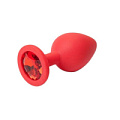 Красная силиконовая пробка с алым стразом 4sexdreaM 47097 (7,1 см)