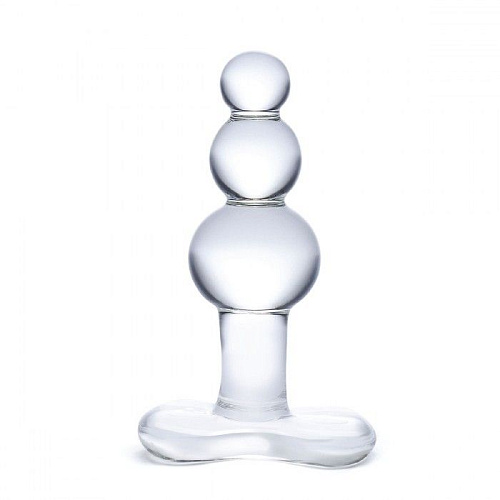 Прозрачная анальная пробка-ёлочка с 3 шариками Glas Butt Plug with Tapere Base GLAS-155 (11 см)