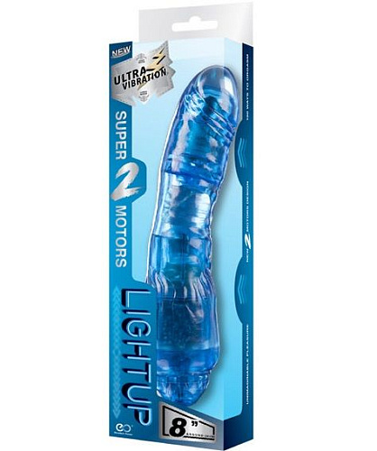 Синий вибратор с 2 моторами NMC LIGHT UP 111759 (20 см)