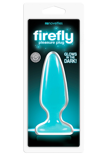 Голубая, светящаяся в темноте анальная пробка NS Novelties Firefly Pleasure Plug Medium NSN-0475-37 (12,7 см)