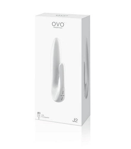 Белый перезаряжаемый вибратор с клиторальным отростком OVO J2 WHITE (23 см)